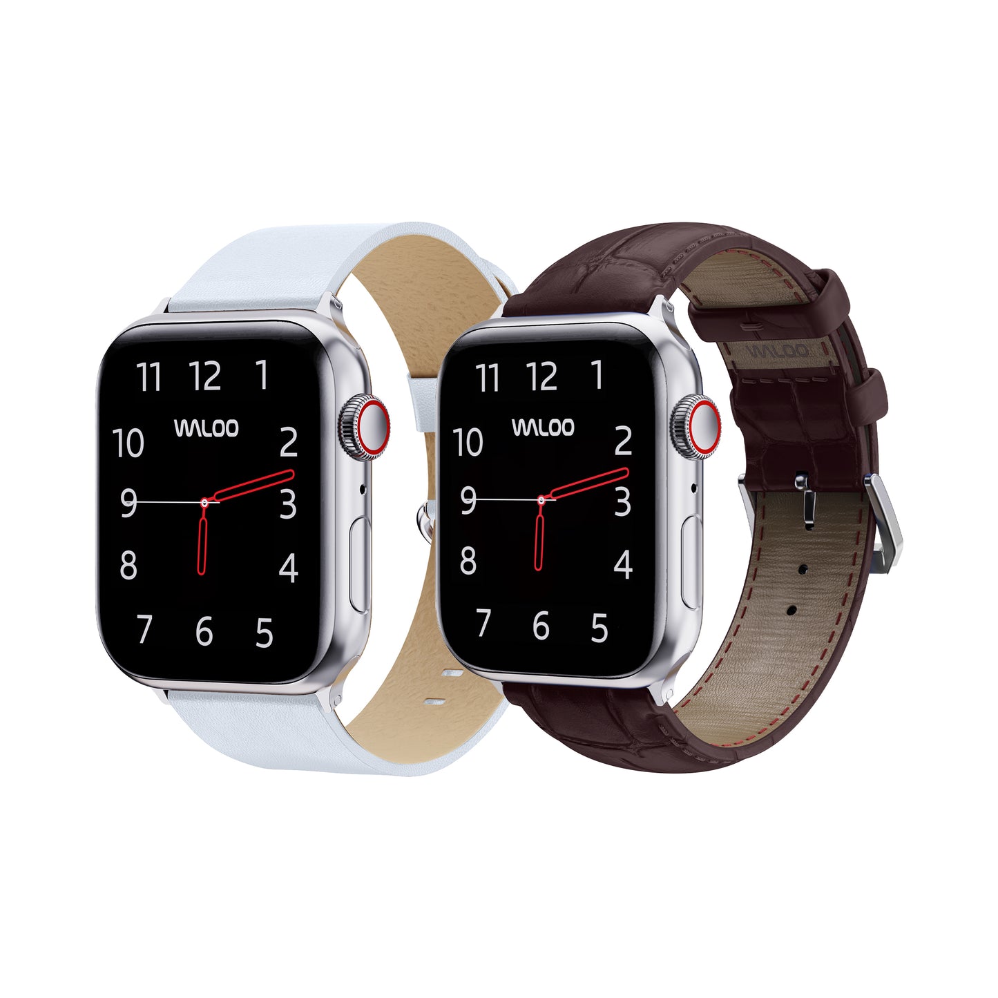 Waloo 2-Pack Leather Grain & Crocodile Leather Bands For Apple Watch