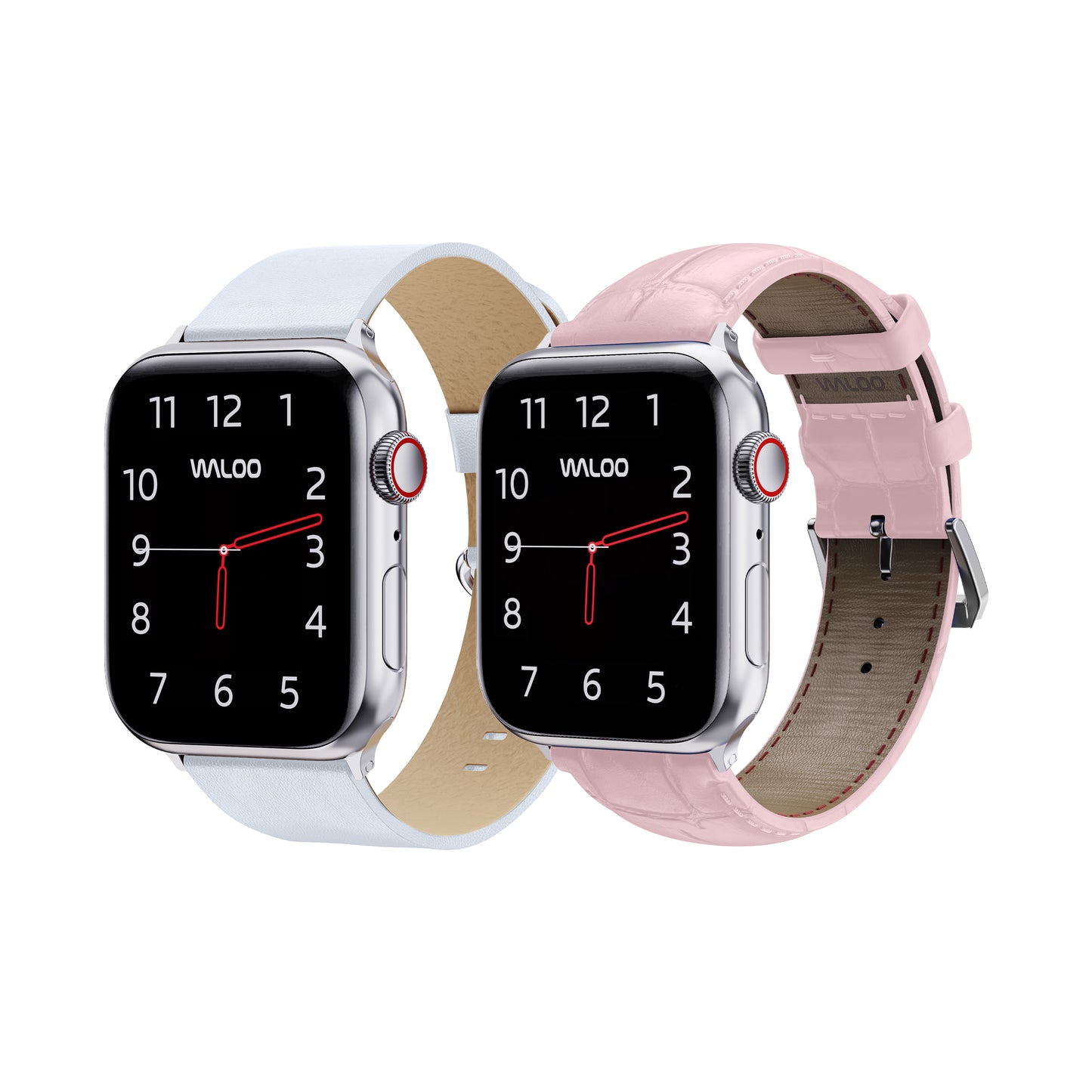 Waloo 2-Pack Leather Grain & Crocodile Leather Bands For Apple Watch