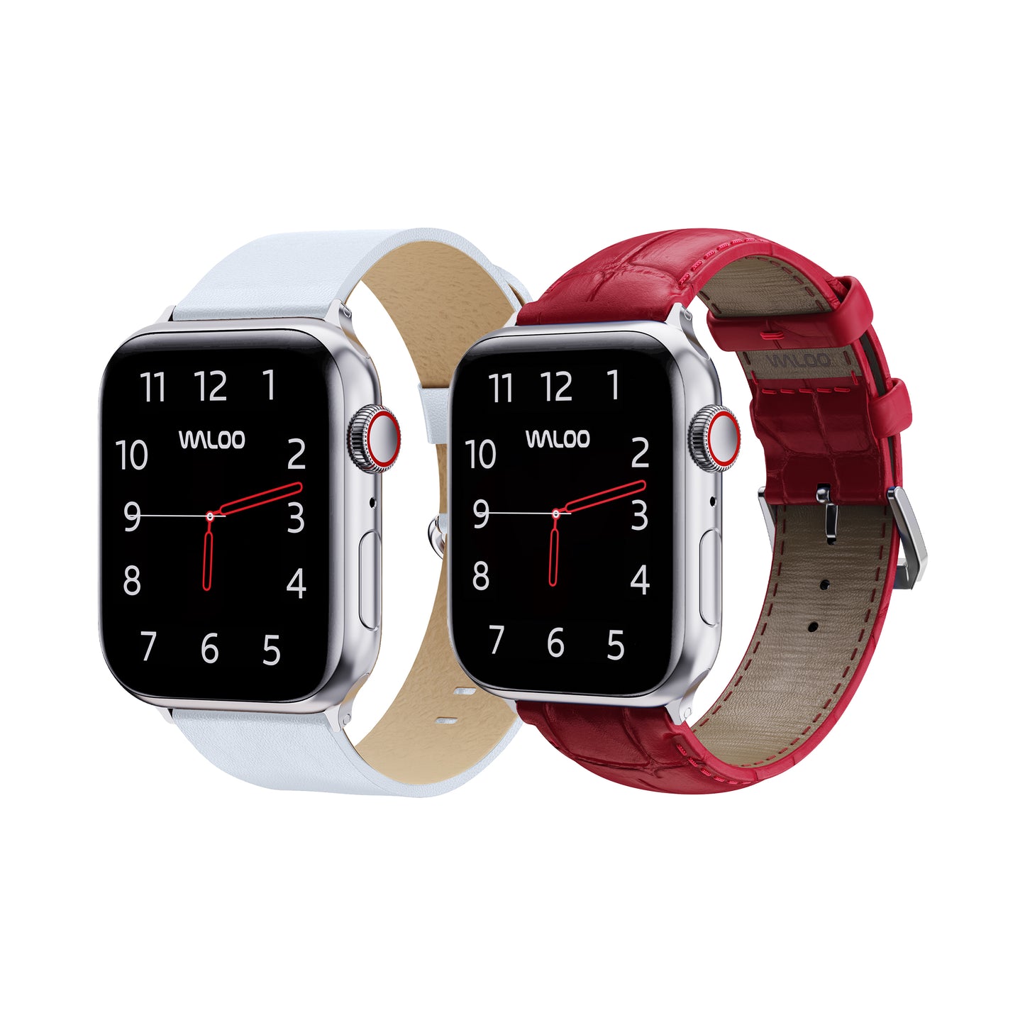 Waloo 2-Pack Leather Grain & Crocodile Leather Bands For Apple Watch