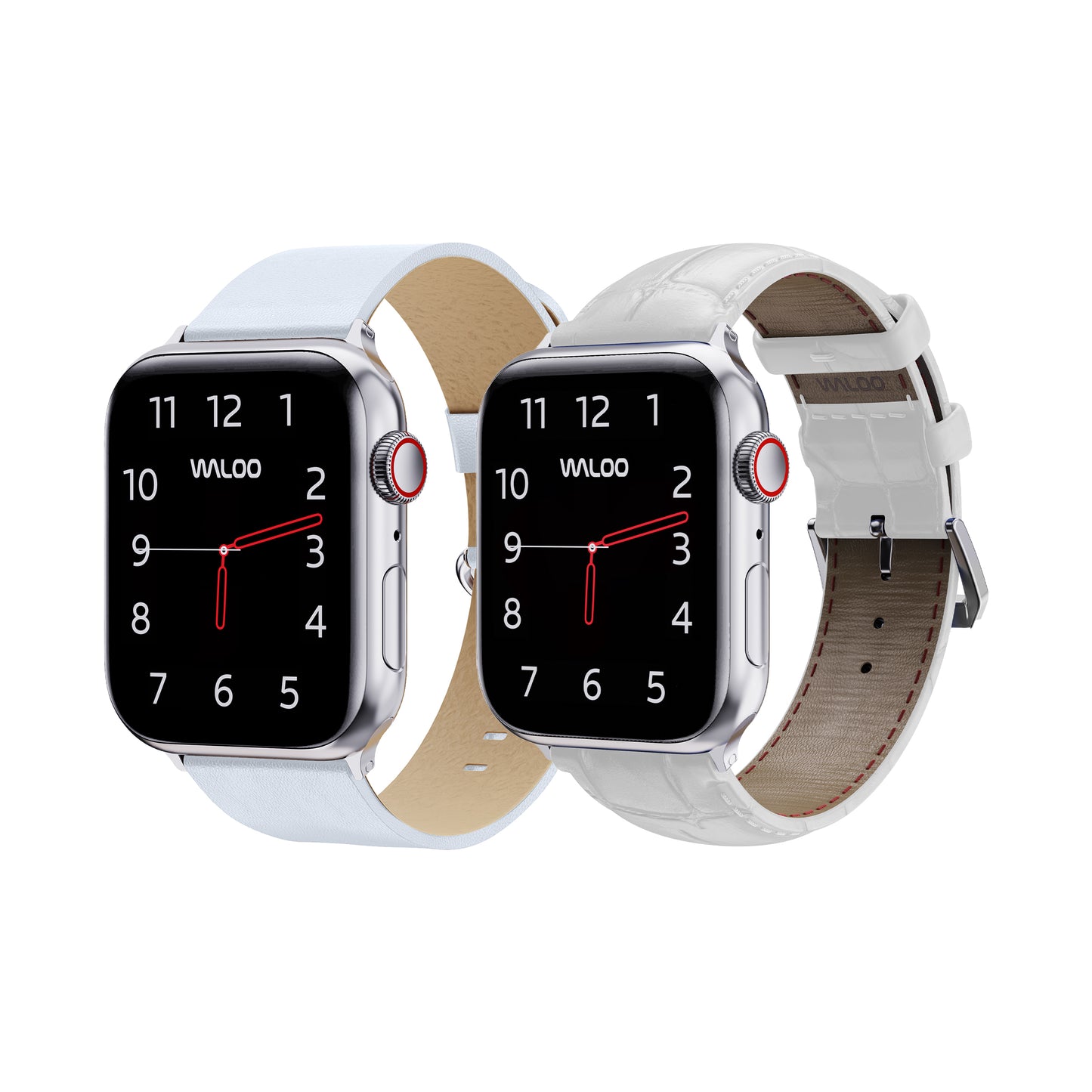 Waloo 2-Pack Leather Grain & Crocodile Leather Bands For Apple Watch