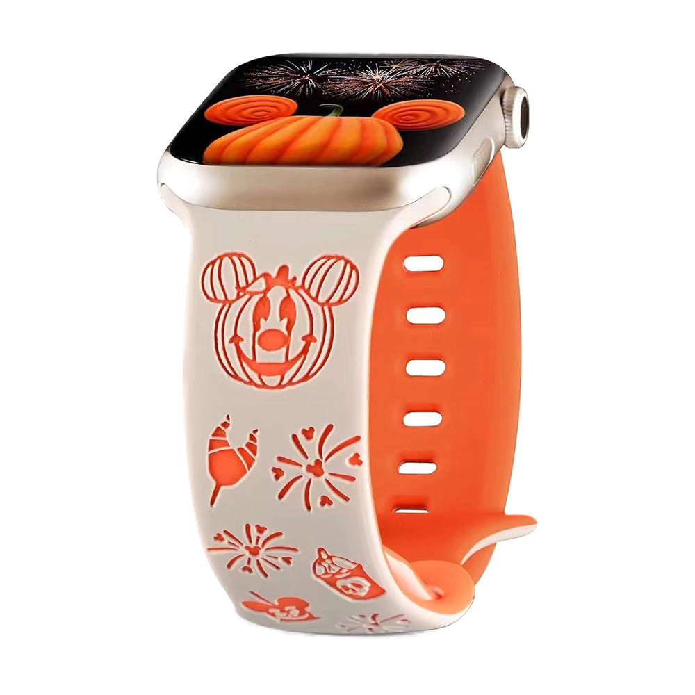 Waloo Halloween Cartoon Engraved Silicone Sport Band For Apple Watch