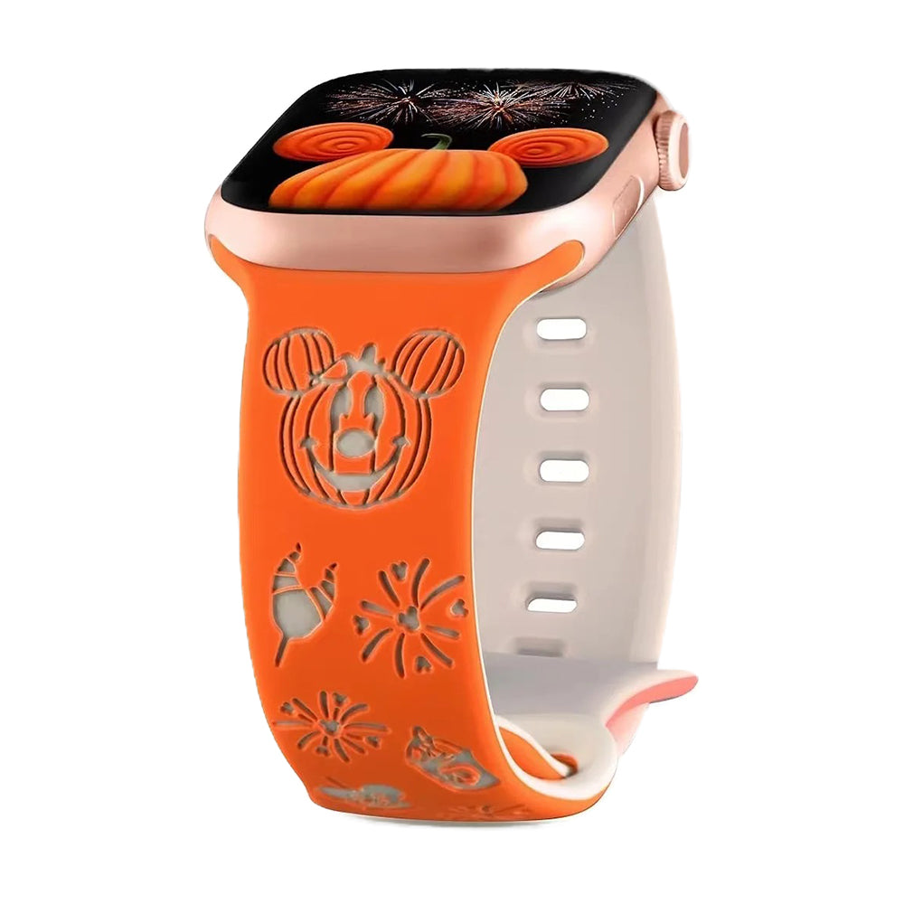 Waloo Halloween Cartoon Engraved Silicone Sport Band For Apple Watch