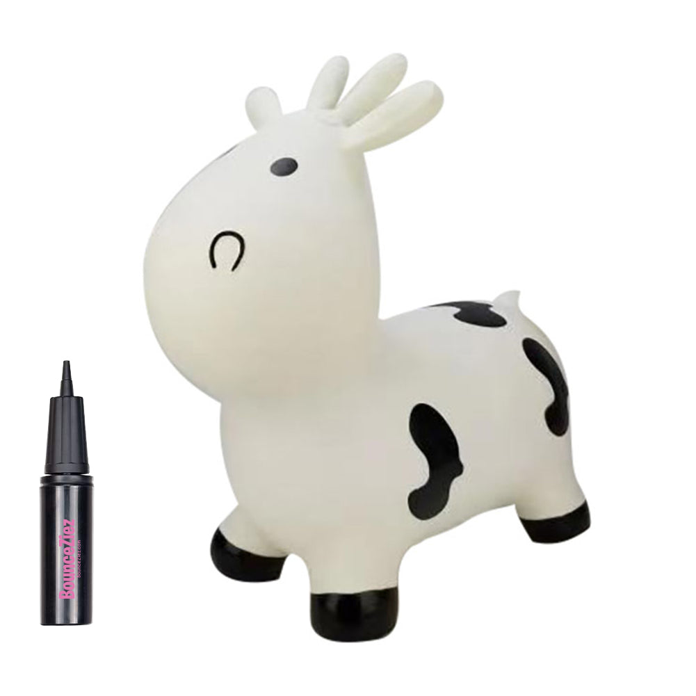 BounceZiez Inflatable Bouncy Ride-On Hopper with Pump - Cow