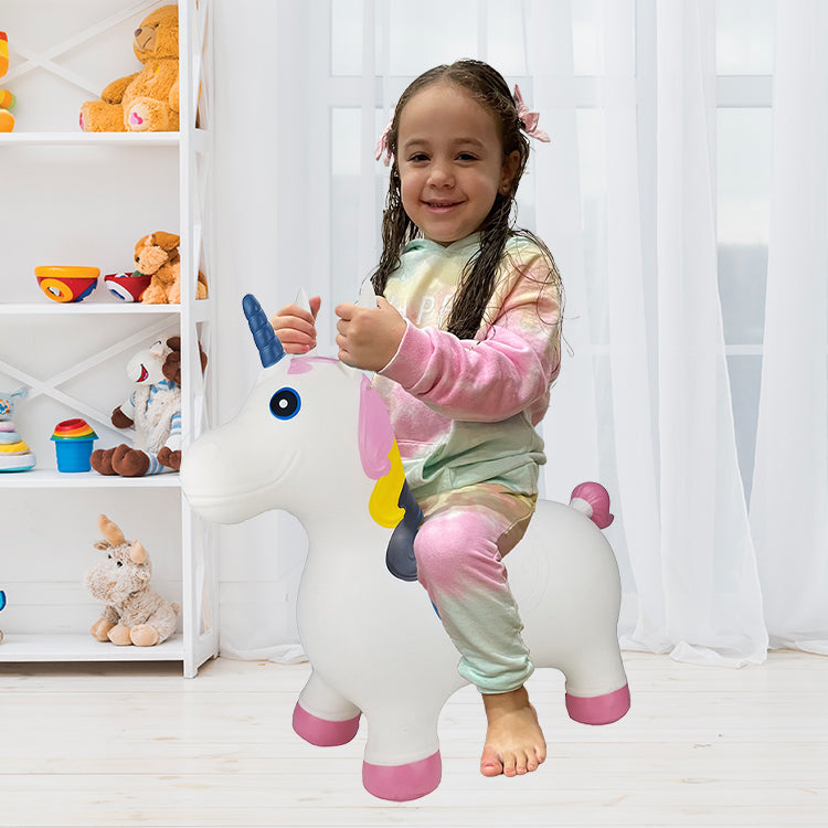 White Unicorn Ride On Hopper