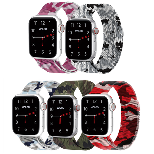 Waloo Camo Printed Magnetic Mesh Band For Apple Watch