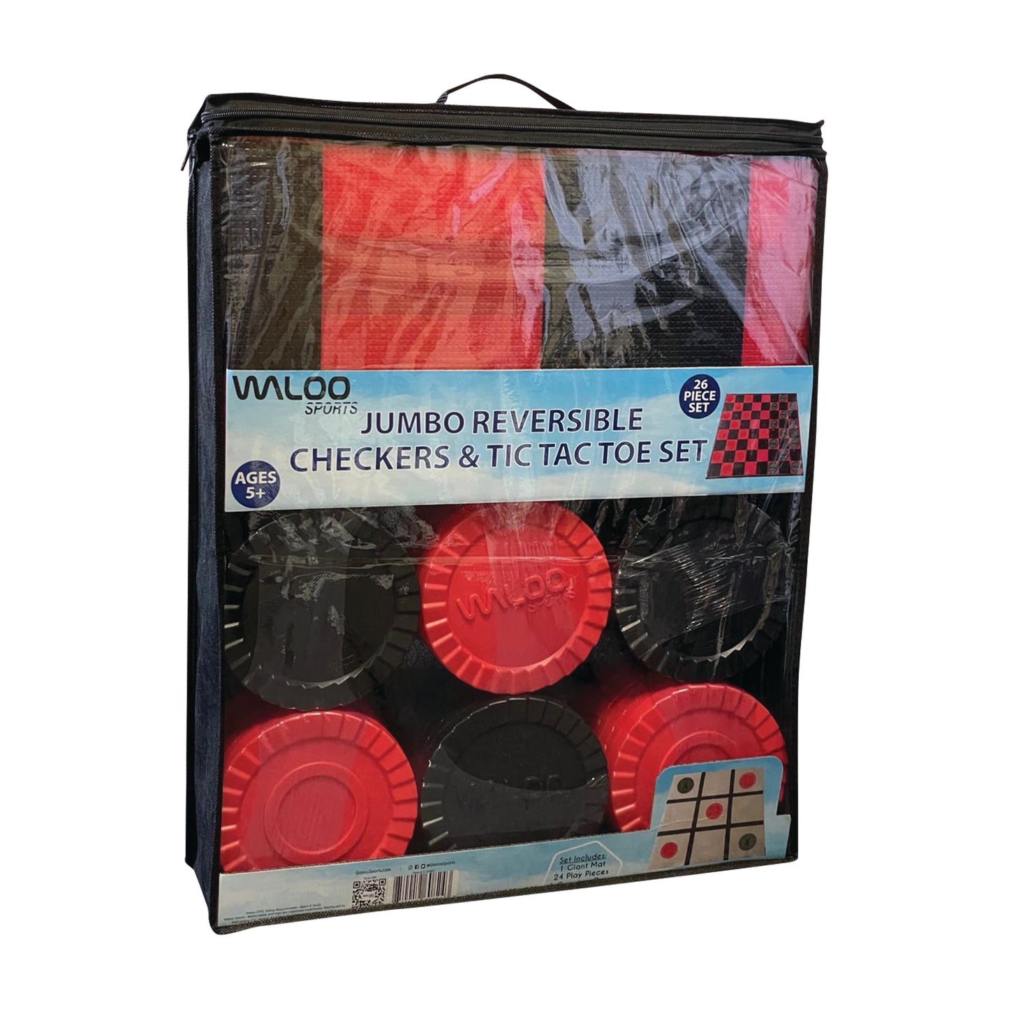 Jumbo Reversible Checkers & Tic Tac Toe Set