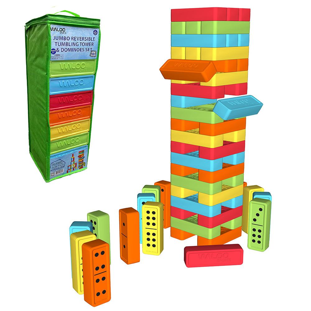 Jumbo Reversible Tumbling Tower & Dominoes Set - 50 Pc Set