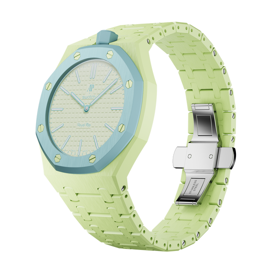 Royal Pop Integrated Link Bracelet Band – Pistachio Mint – Vertical Crown Edition | Waloo Bands