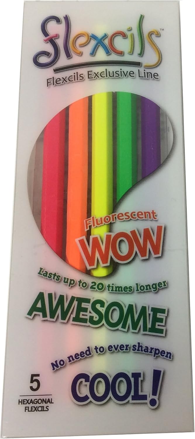 Flexcils 5 Pack Flexible Neon Crayon Pencils