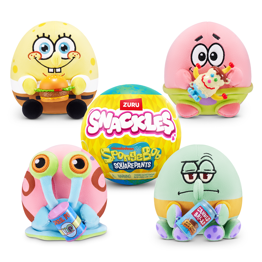 Zuru Snackles Small Sized 5.5 inch Plush Licensed Character Spongebob Squarepants (Mystery-Surprise)
