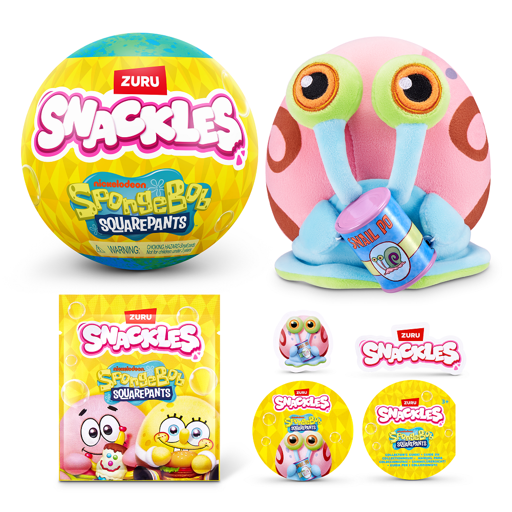 Zuru Snackles Small Sized 5.5 inch Plush Licensed Character Spongebob Squarepants (Mystery-Surprise)