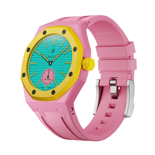 AP x Swatch Royal Pop Performance Band – Bubblegum Pop – Classic Crown Edition | Waloo Watch Bands