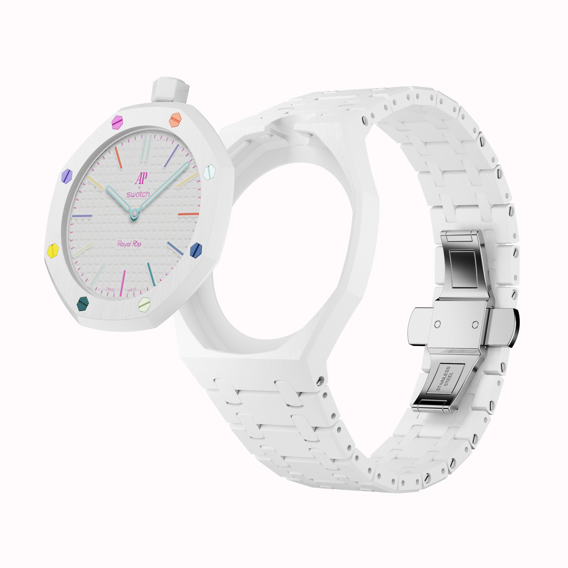 AP x Swatch Royal Pop Integrated Link Bracelet Band – Arctic White – V ...