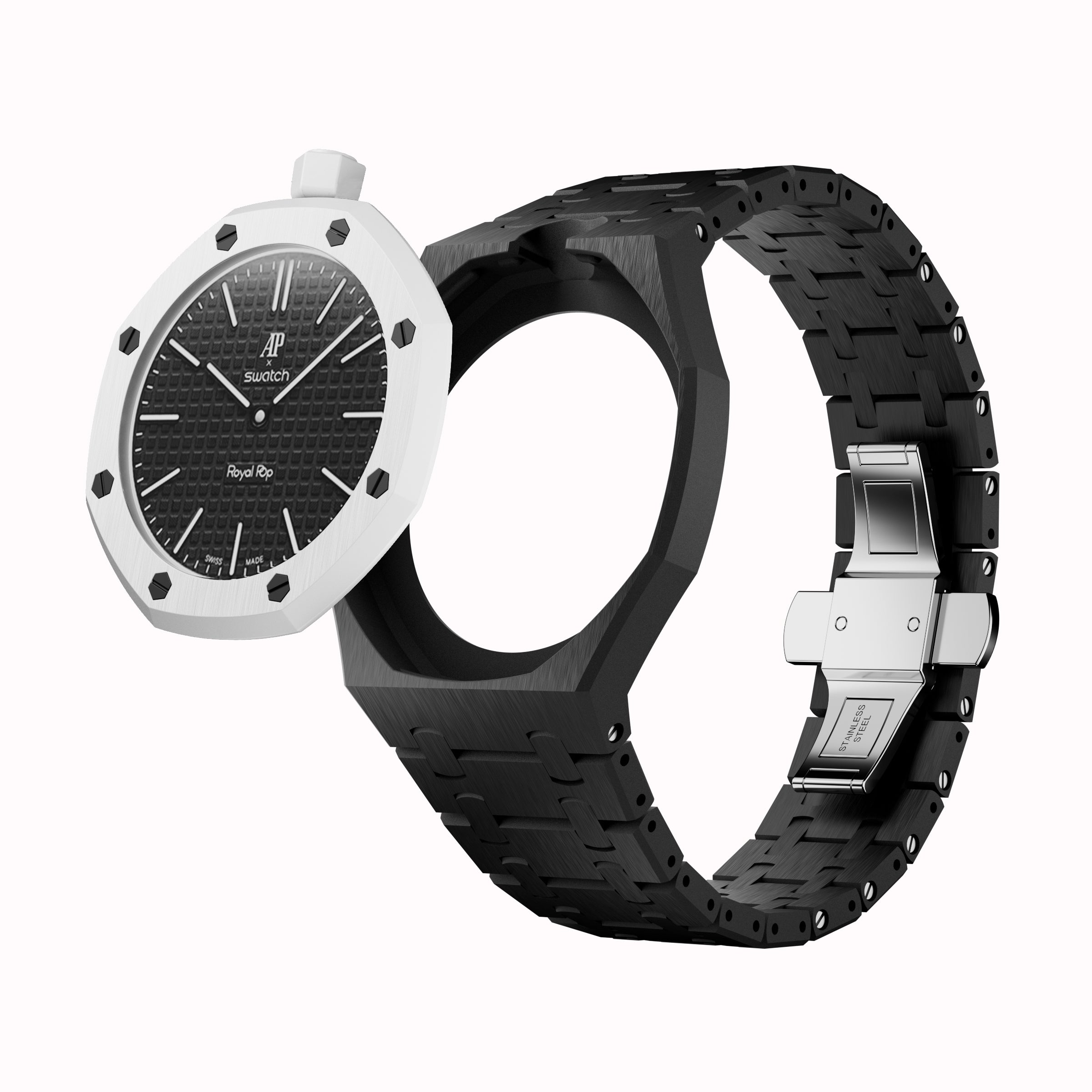 AP x Swatch Royal Pop Integrated Link Bracelet Band – Midnight Black ...