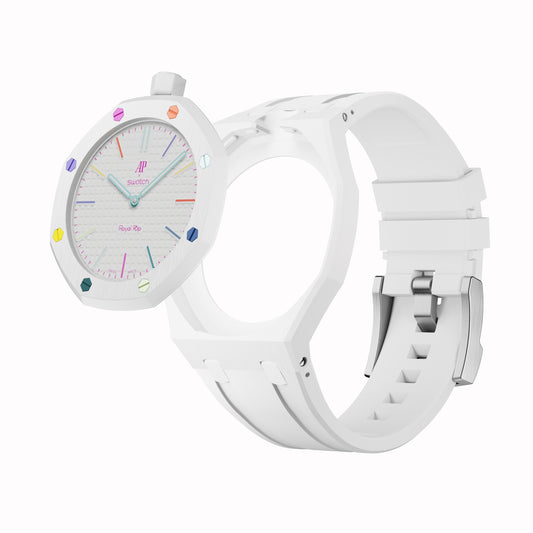 AP x Swatch Royal Pop Performance Band – Arctic White – Vertical Crown Edition | Waloo Watch Bands