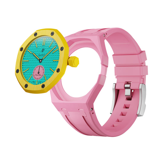 AP x Swatch Royal Pop Performance Band – Bubblegum Pop – Classic Crown Edition | Waloo Watch Bands