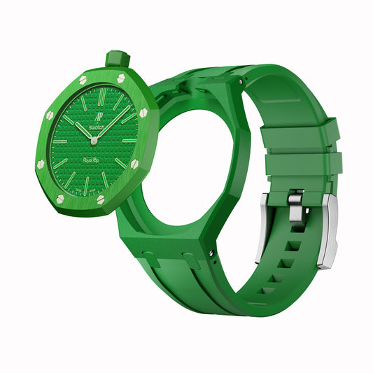 AP x Swatch Royal Pop Performance Band – Emerald Green – Vertical Crown Edition | Waloo Watch Bands