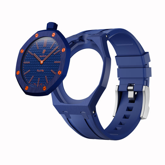 AP x Swatch Royal Pop Performance Band – Ocean Navy – Vertical Crown Edition | Waloo Watch Bands
