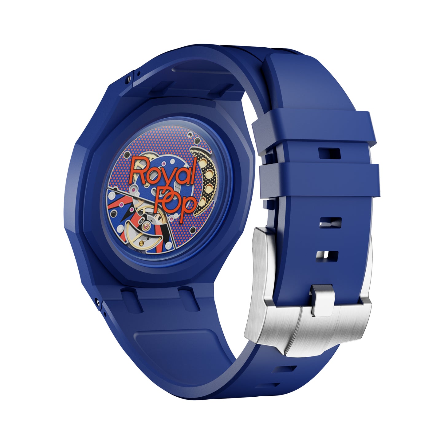 AP x Swatch Royal Pop Performance Band – Ocean Navy – Vertical Crown Edition | Waloo Watch Bands