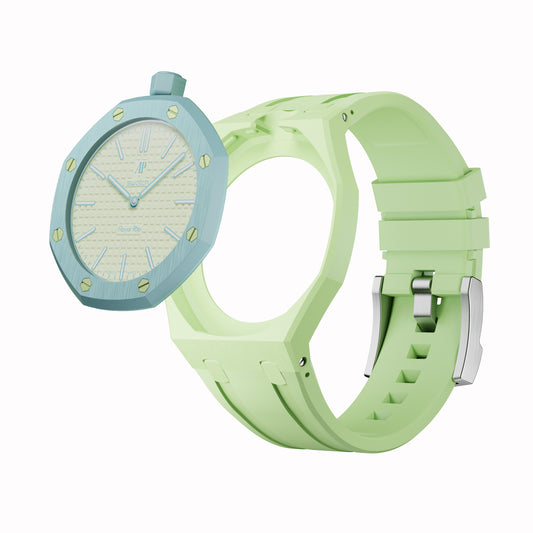 AP x Swatch Royal Pop Performance Band – Pistachio Mint – Vertical Crown Edition | Waloo Watch Bands