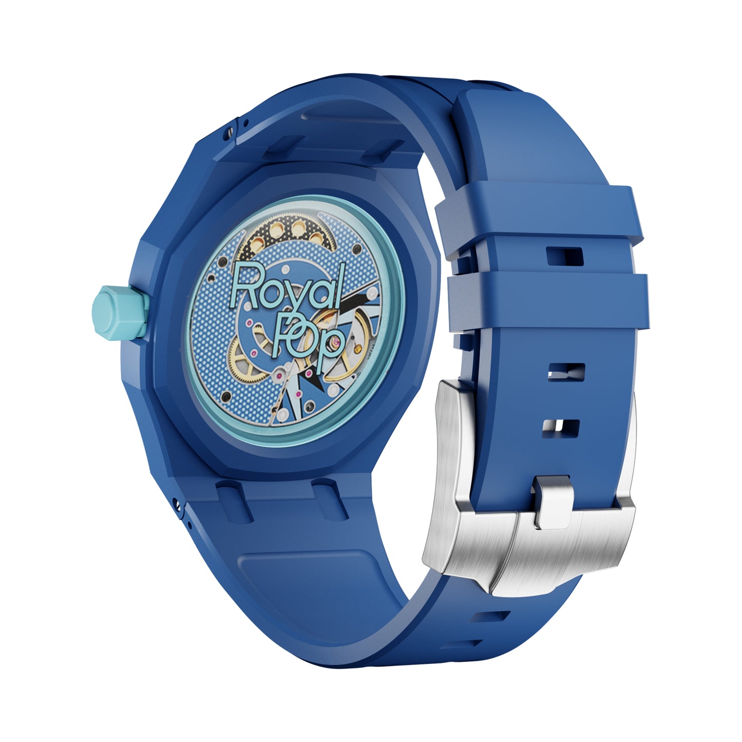 AP x Swatch Royal Pop Performance Band – Sky Blue – Classic Crown Edition | Waloo Watch Bands