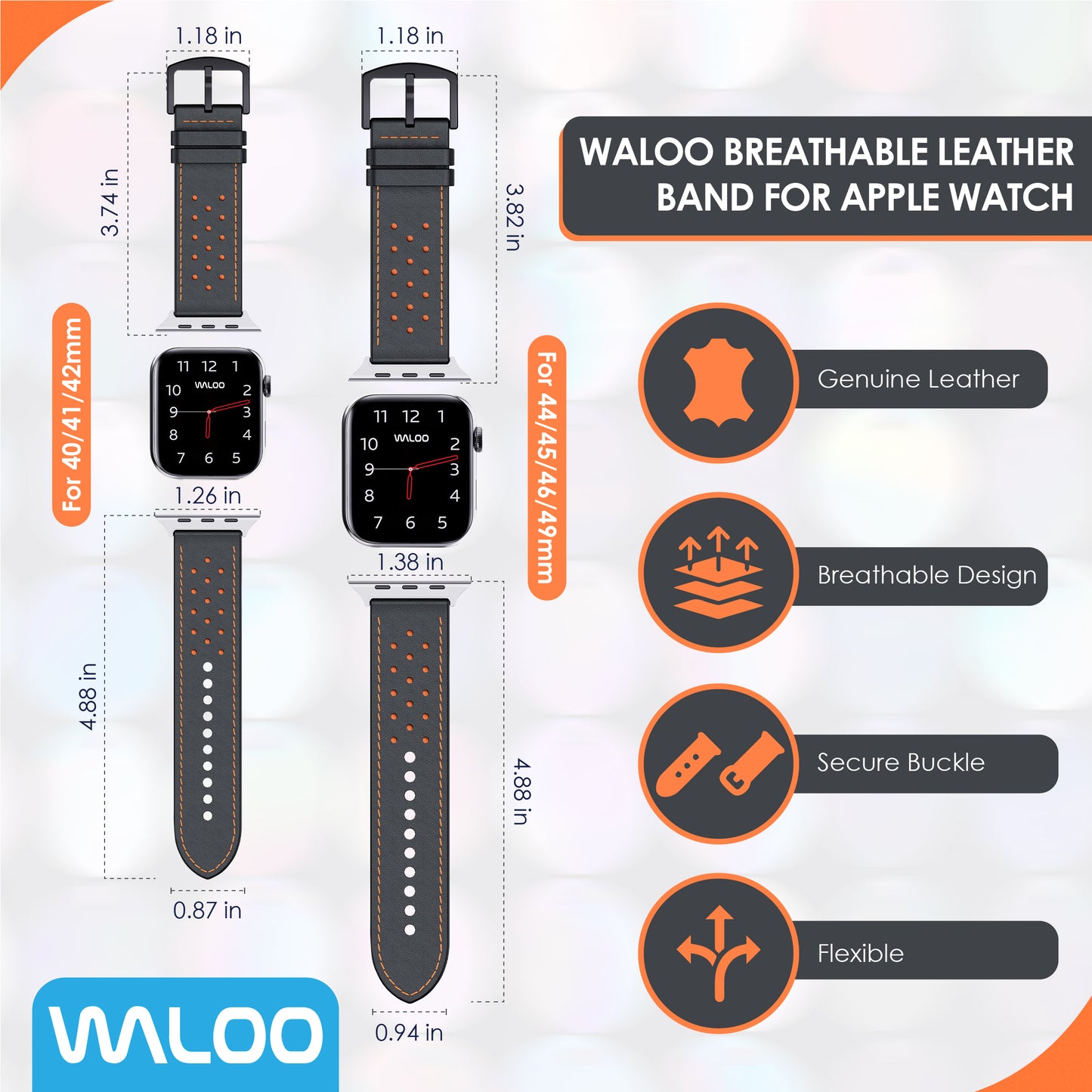 Waloo Breathable Leather Band For Apple Watch