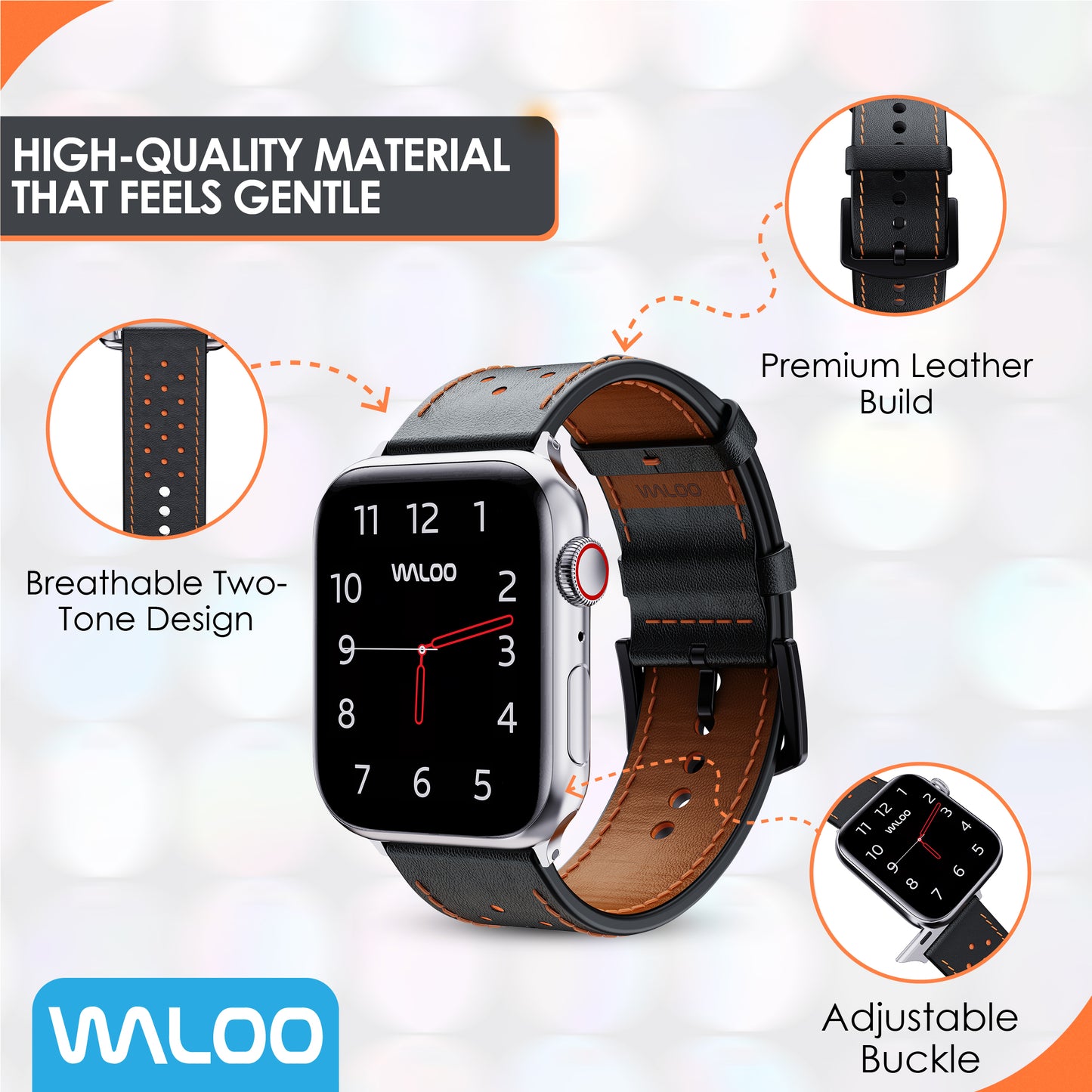Waloo Breathable Leather Band For Apple Watch