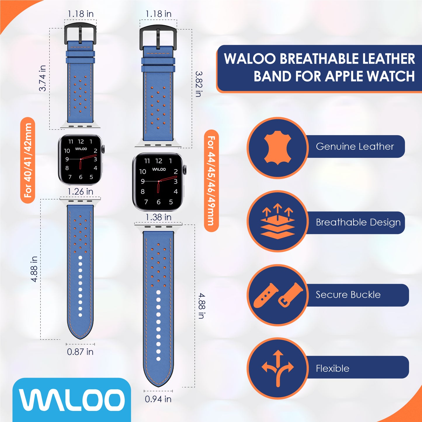 Waloo Breathable Leather Band For Apple Watch
