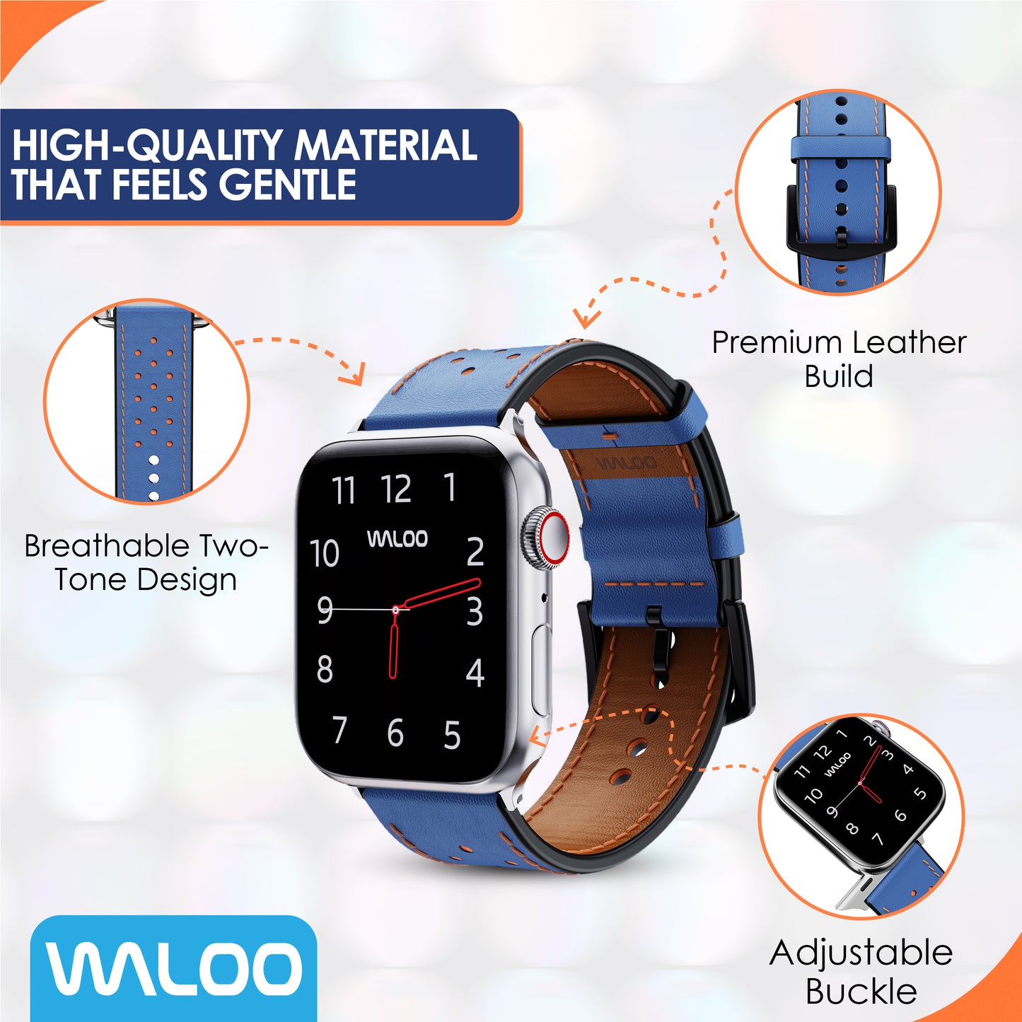 Waloo Breathable Leather Band For Apple Watch