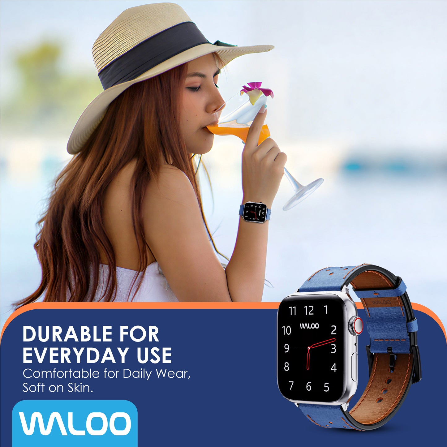 Waloo Breathable Leather Band For Apple Watch