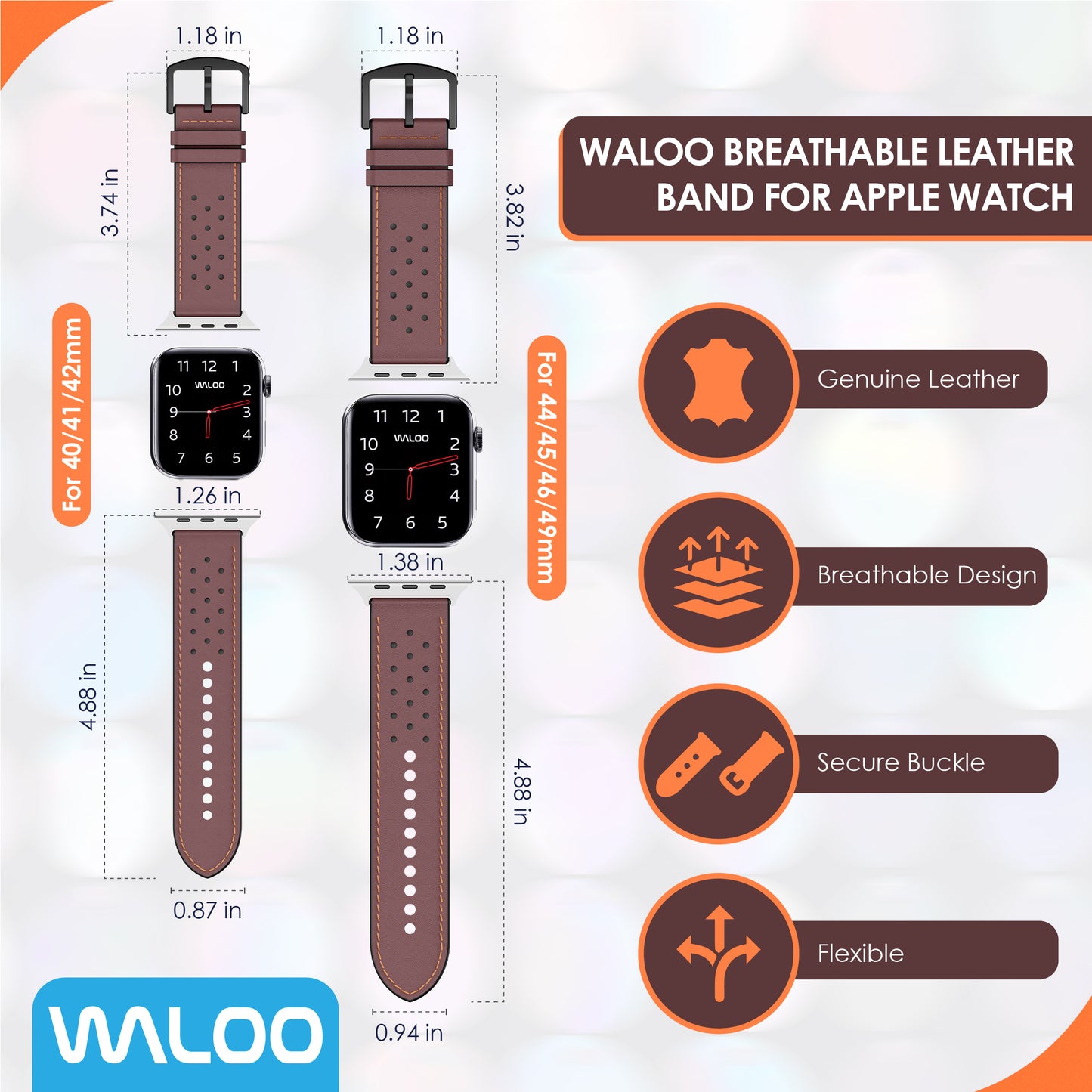Waloo Breathable Leather Band For Apple Watch