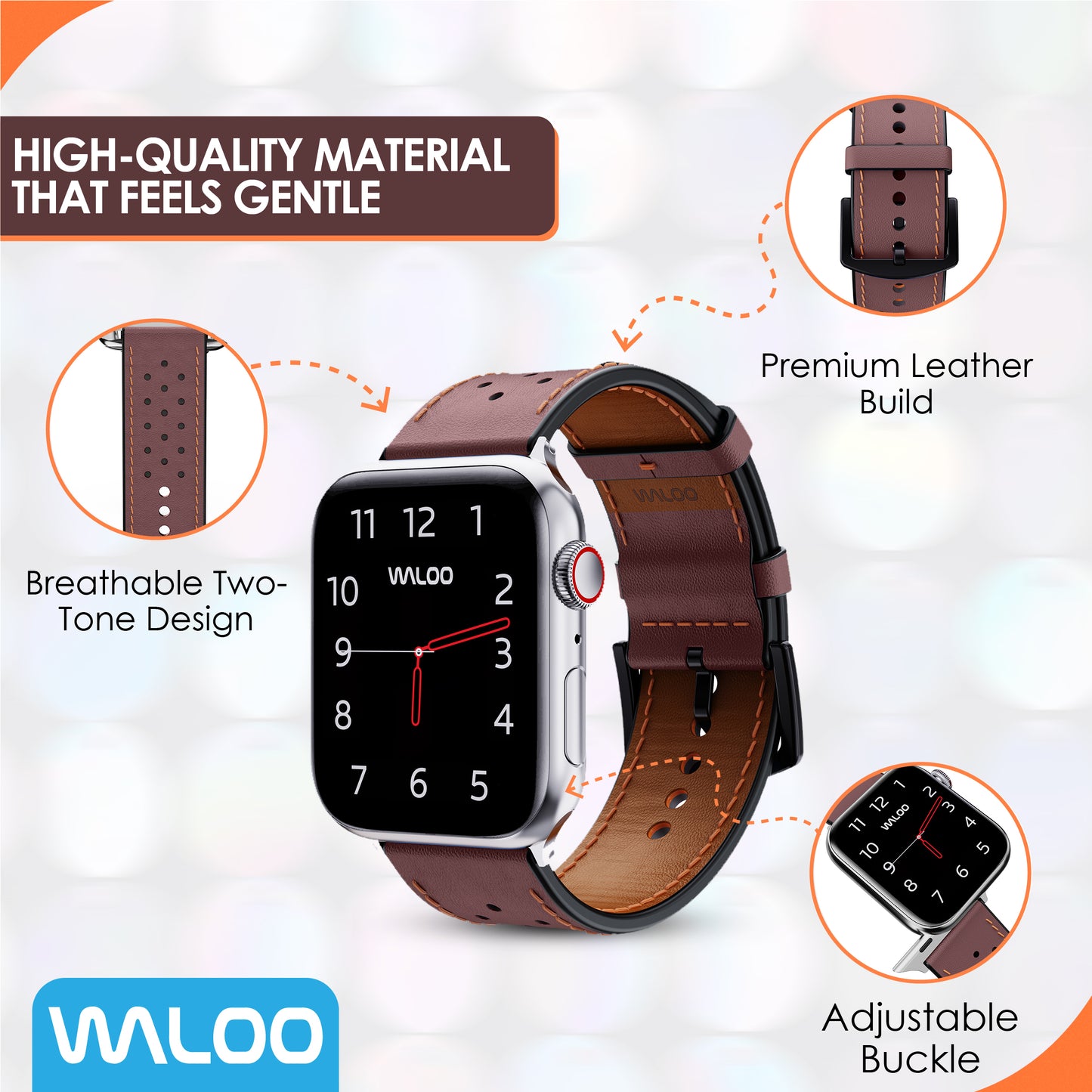 Waloo Breathable Leather Band For Apple Watch
