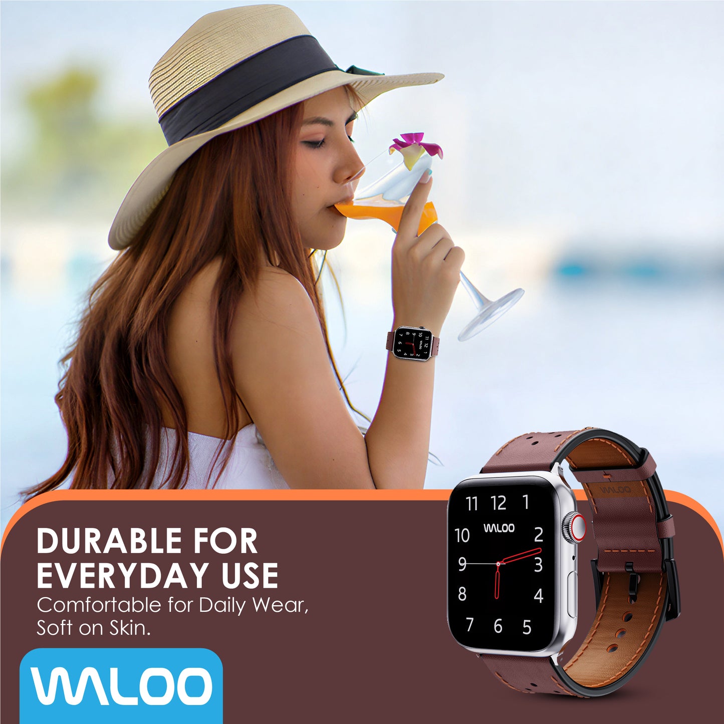 Waloo Breathable Leather Band For Apple Watch