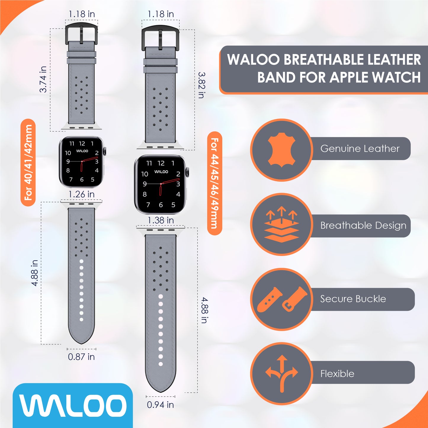 Waloo Breathable Leather Band For Apple Watch