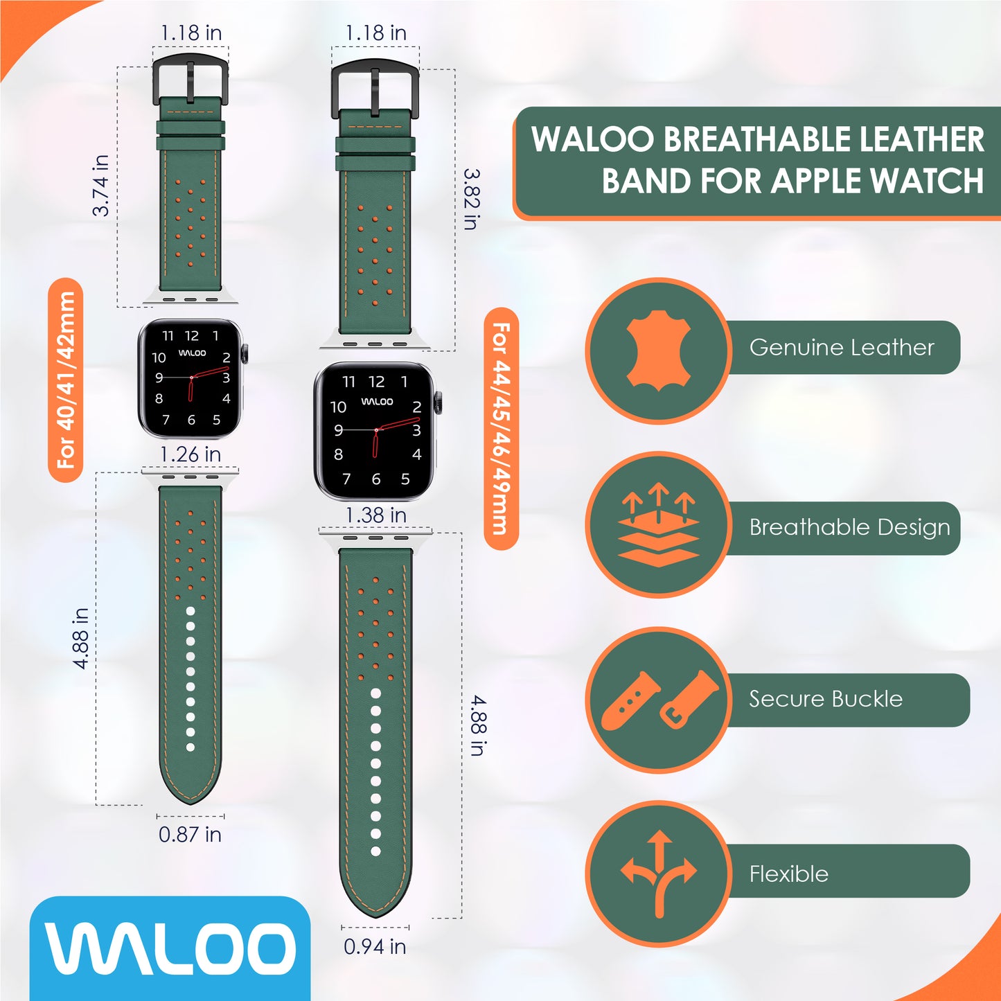 Waloo Breathable Leather Band For Apple Watch