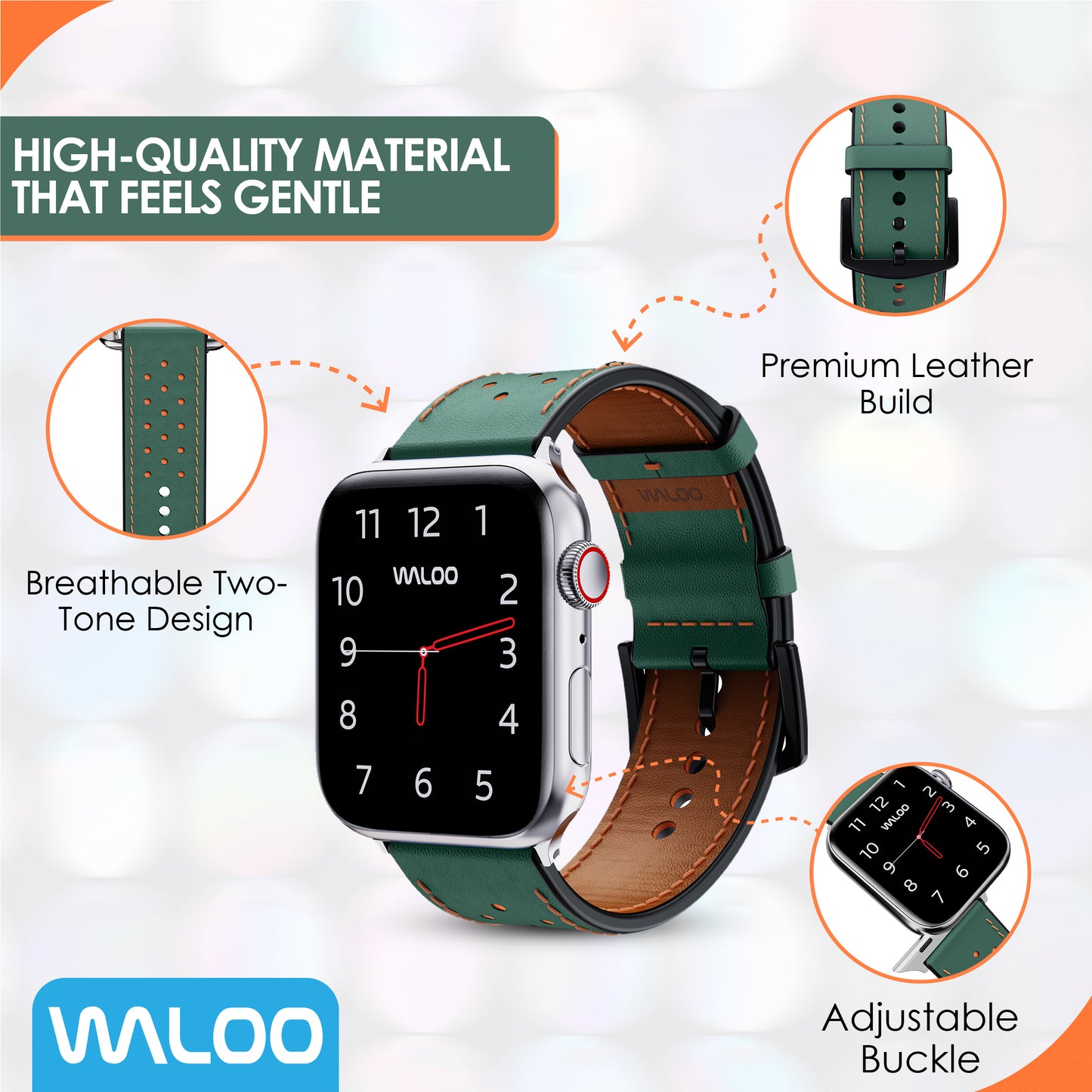 Waloo Breathable Leather Band For Apple Watch