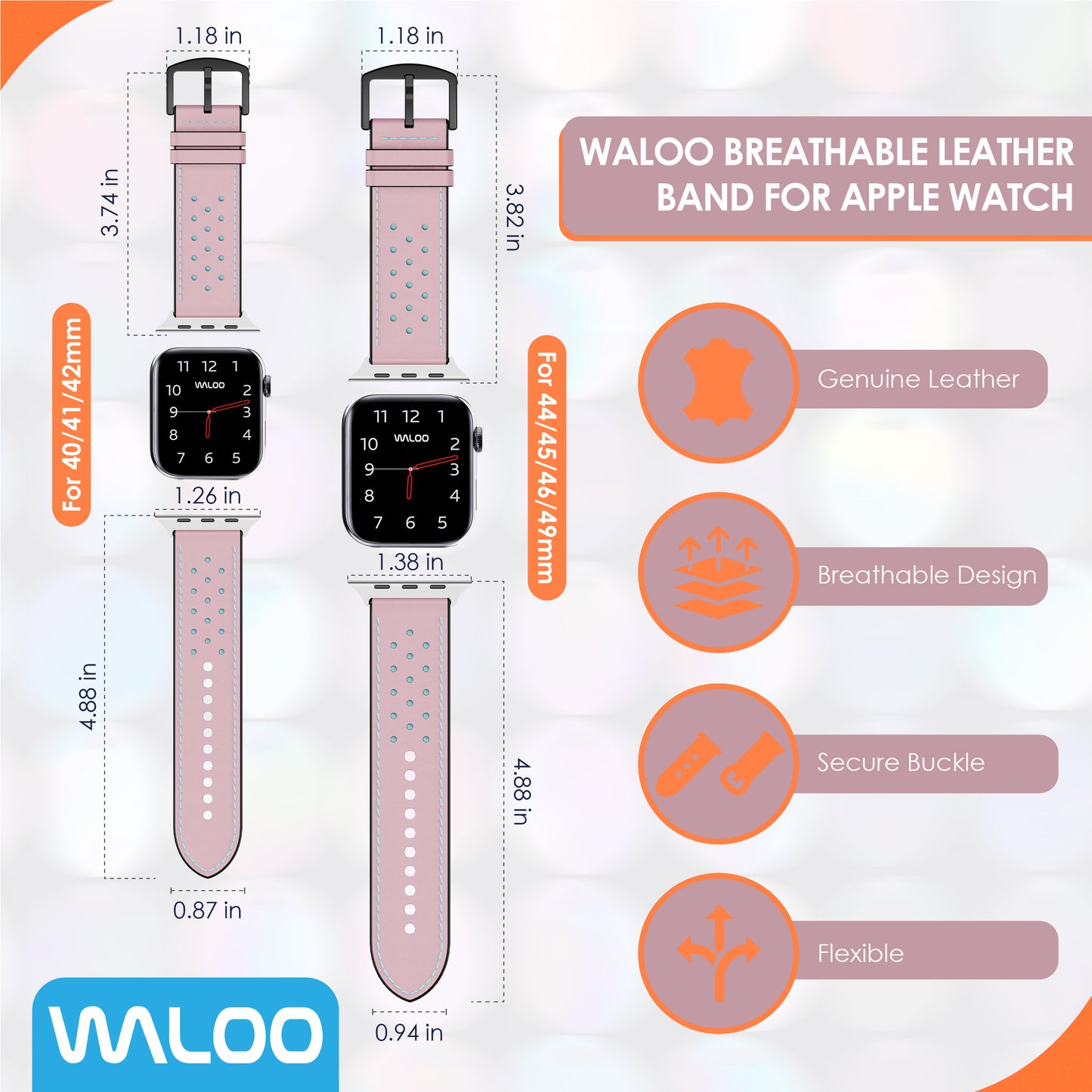 Waloo Breathable Leather Band For Apple Watch
