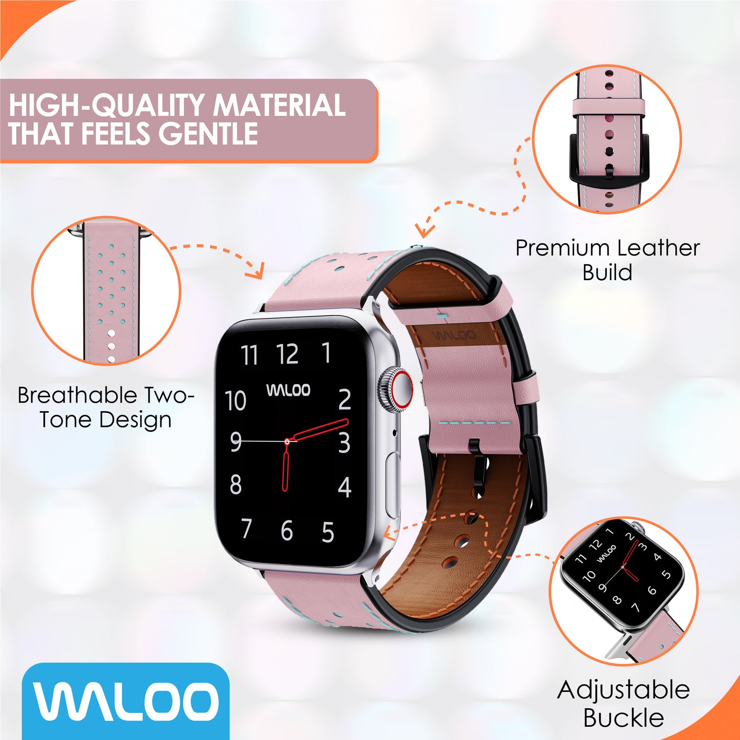 Waloo Breathable Leather Band For Apple Watch