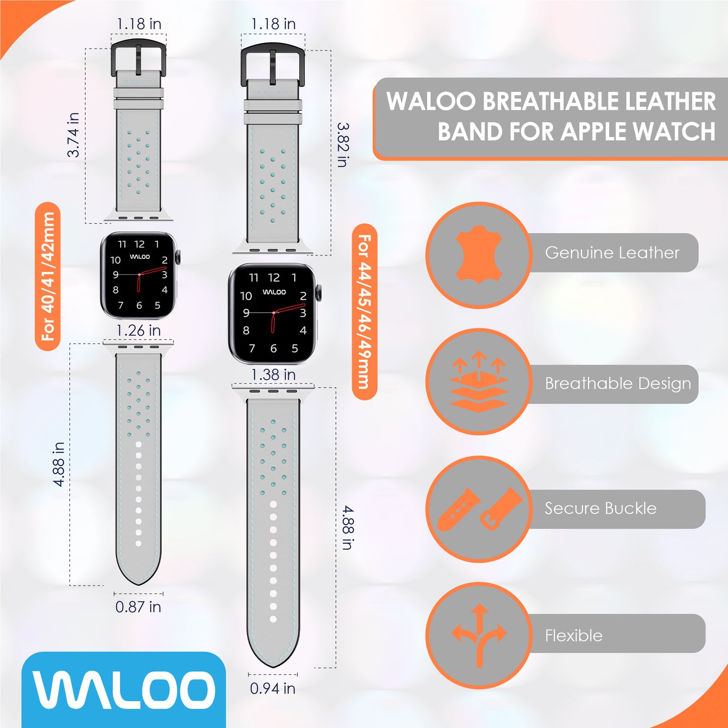 Waloo Breathable Leather Band For Apple Watch