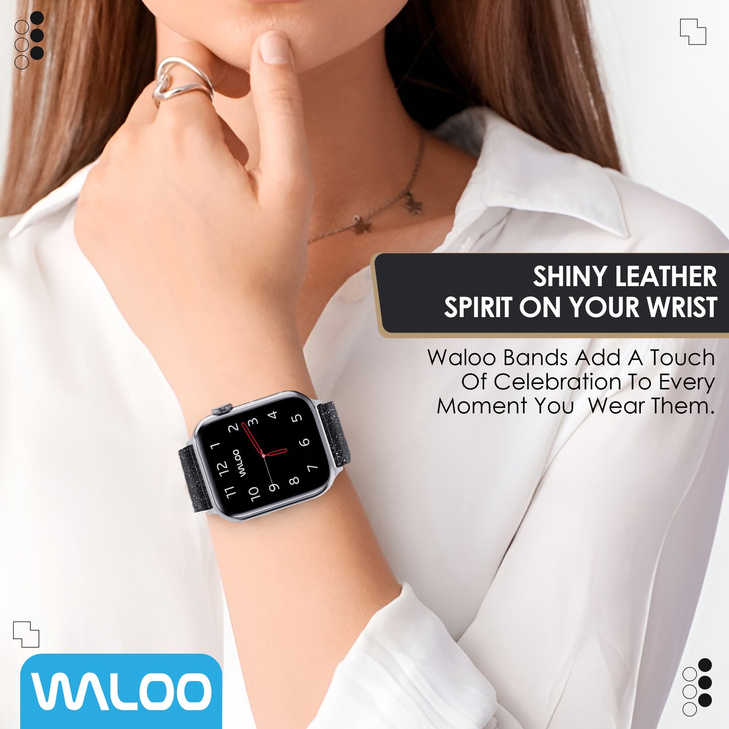 Waloo Shiny Brilliance Leather Band For Apple Watch