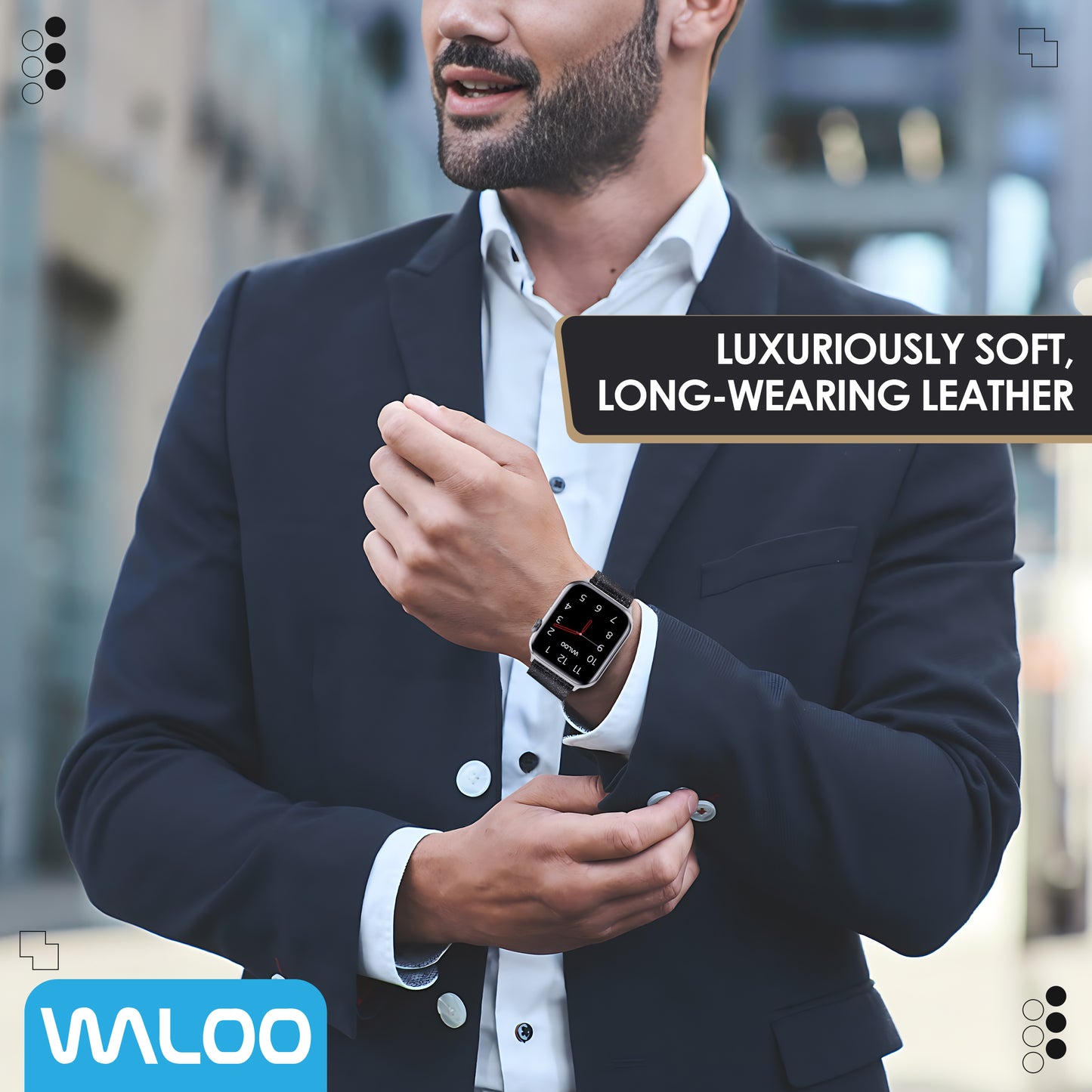 Waloo Shiny Brilliance Leather Band For Apple Watch