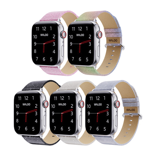 Waloo Shiny Brilliance Leather Band For Apple Watch