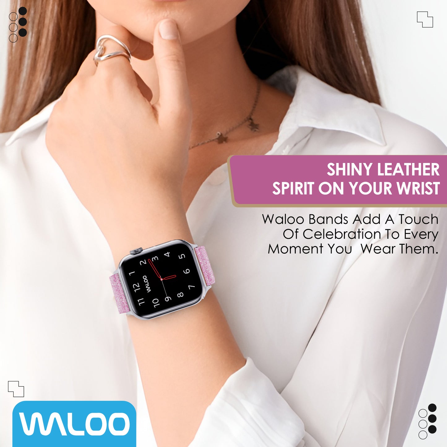 Waloo Shiny Brilliance Leather Band For Apple Watch