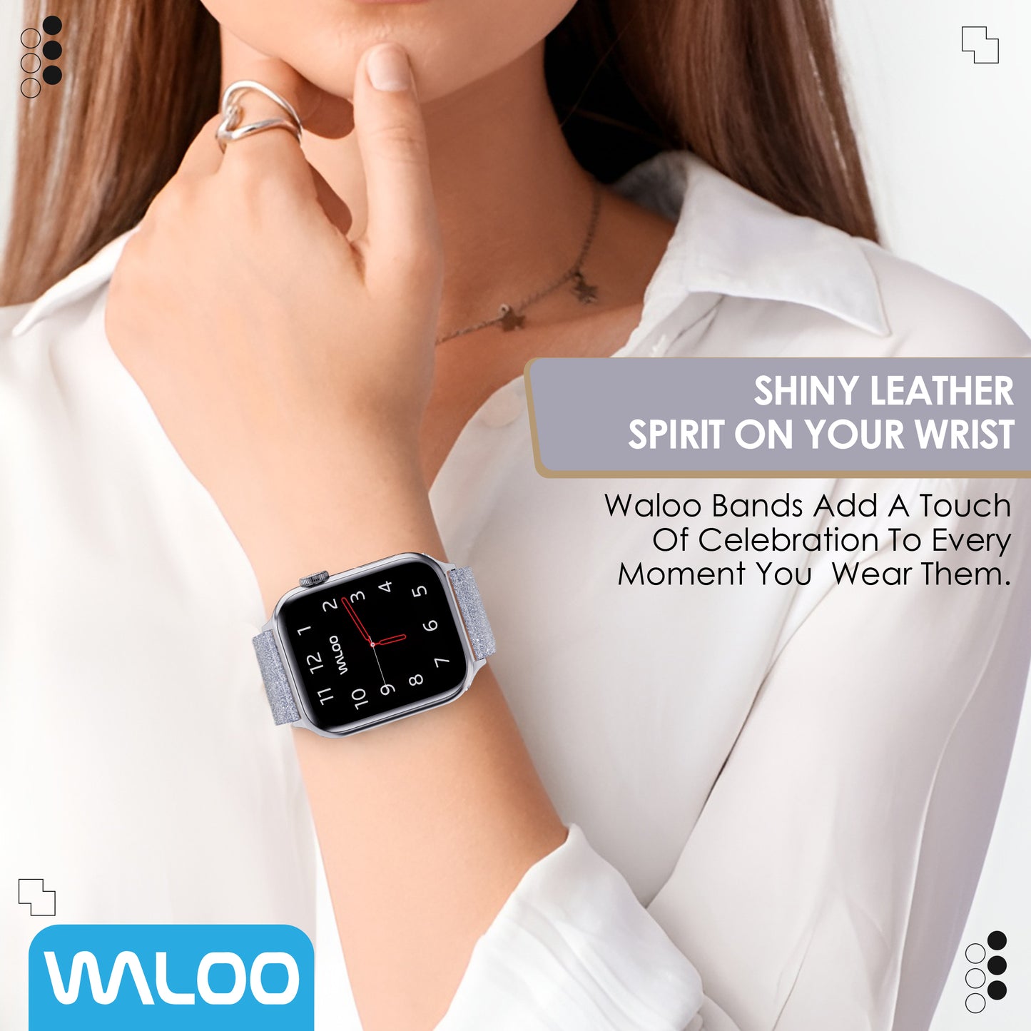 Waloo Shiny Brilliance Leather Band For Apple Watch