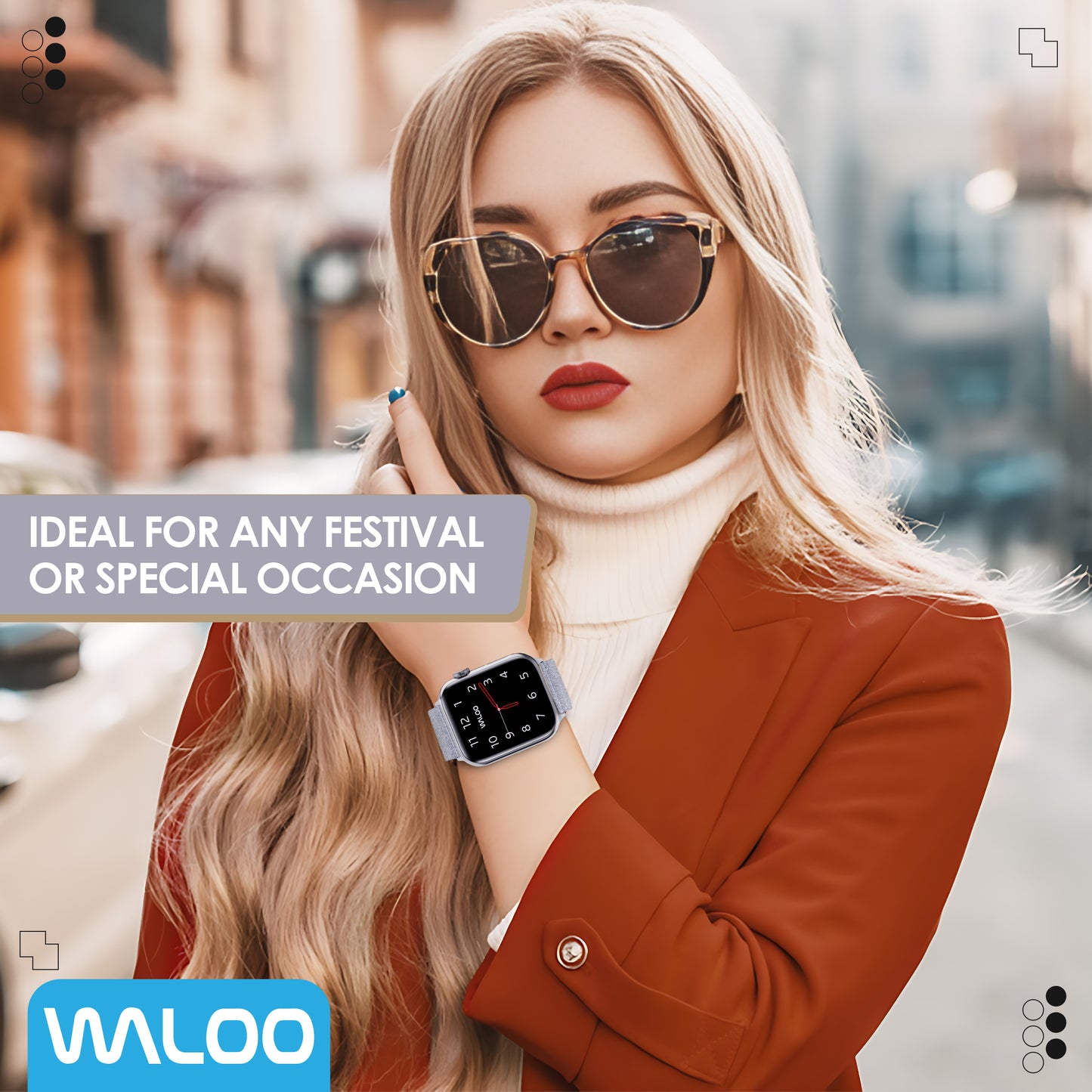 Waloo Shiny Brilliance Leather Band For Apple Watch