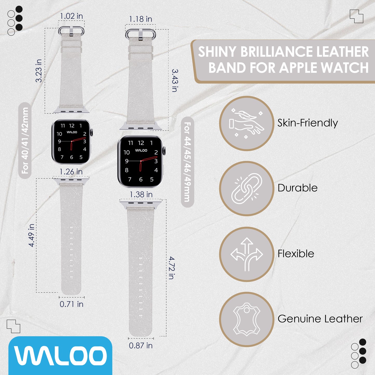 Waloo Shiny Brilliance Leather Band For Apple Watch