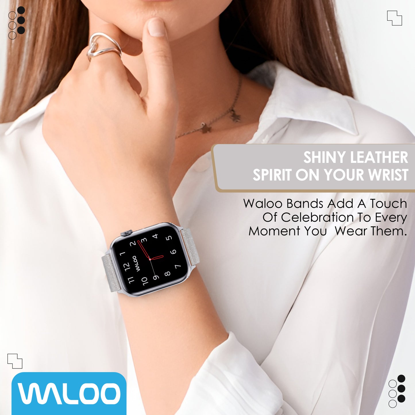 Waloo Shiny Brilliance Leather Band For Apple Watch