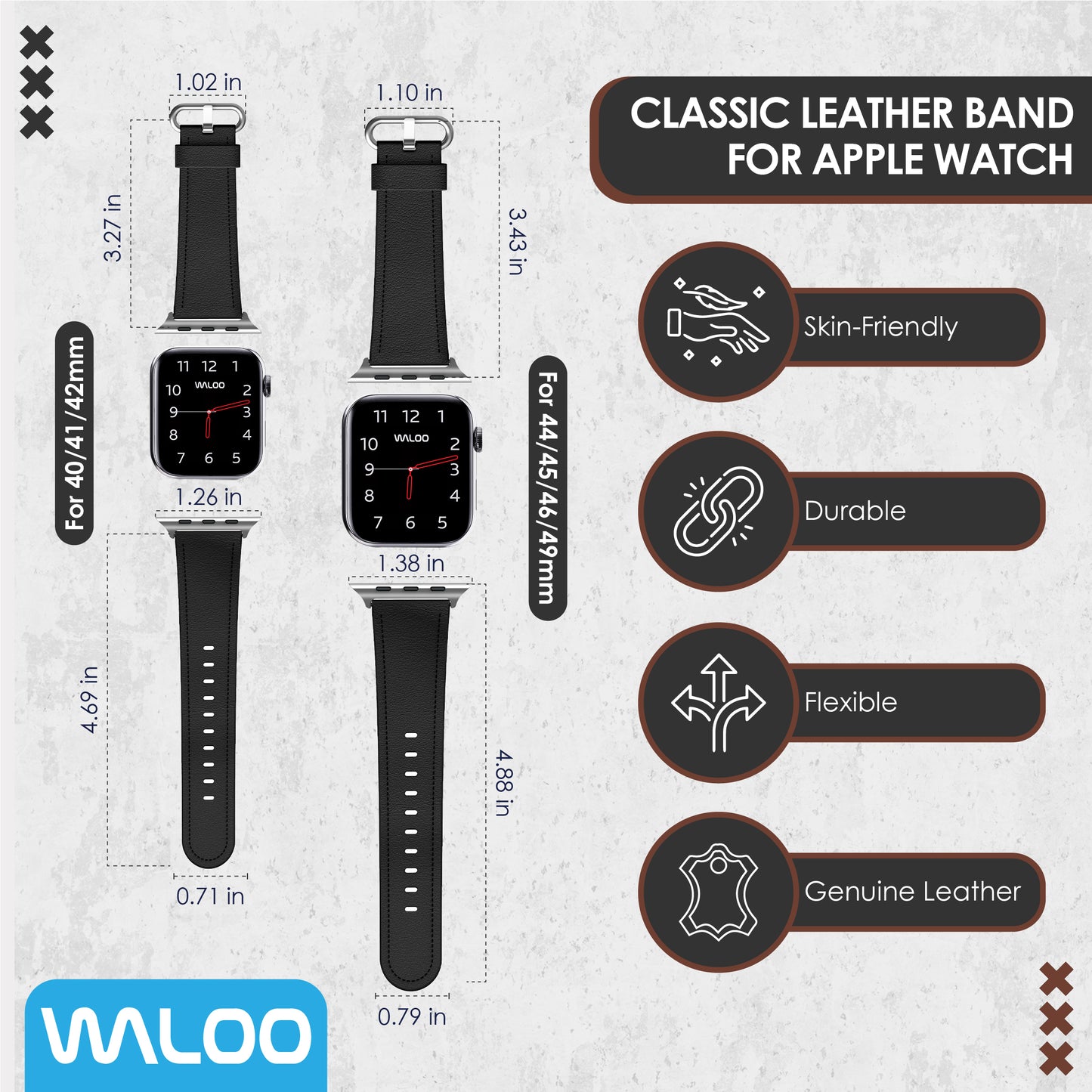 Waloo Classic Leather Band For Apple Watch