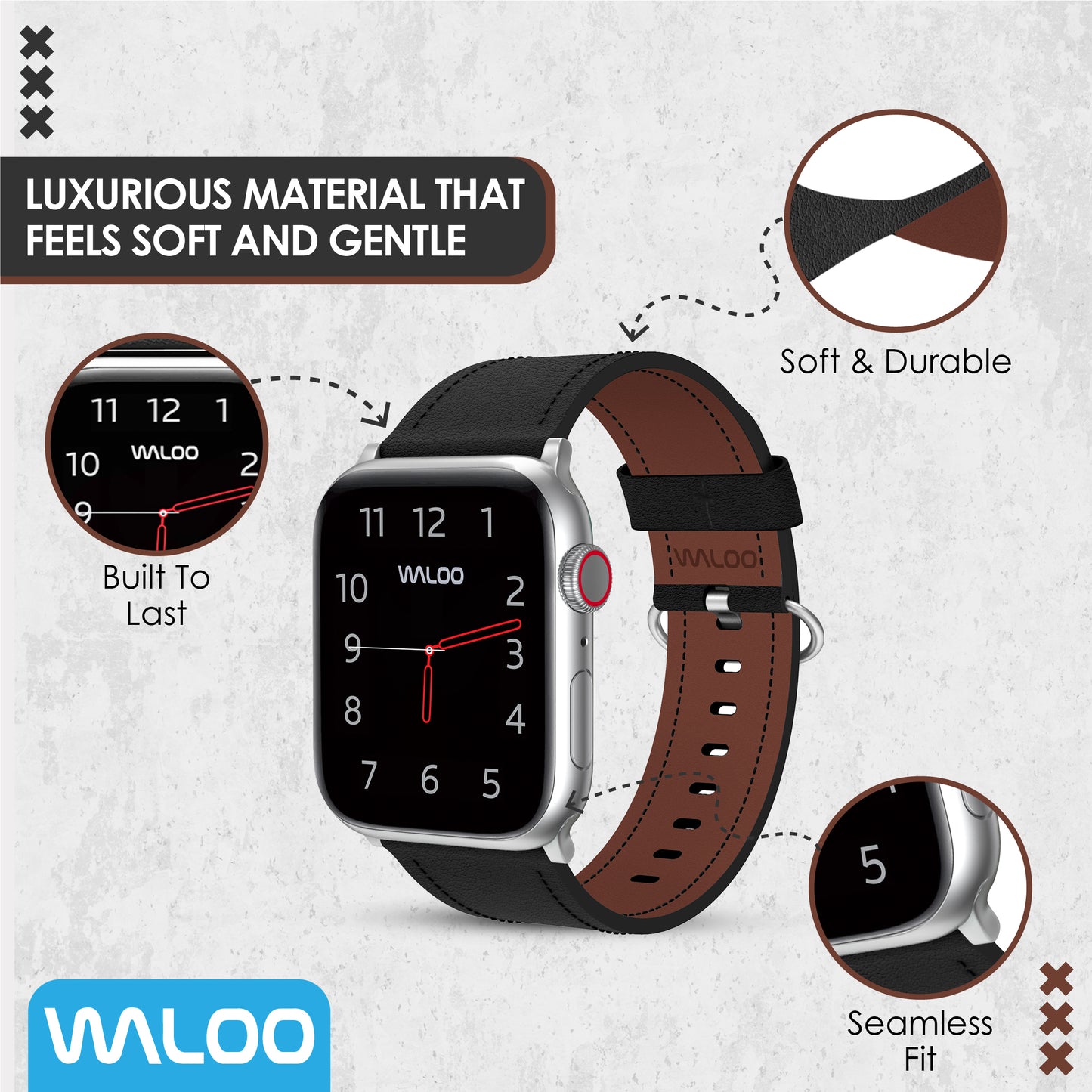 Waloo Classic Leather Band For Apple Watch