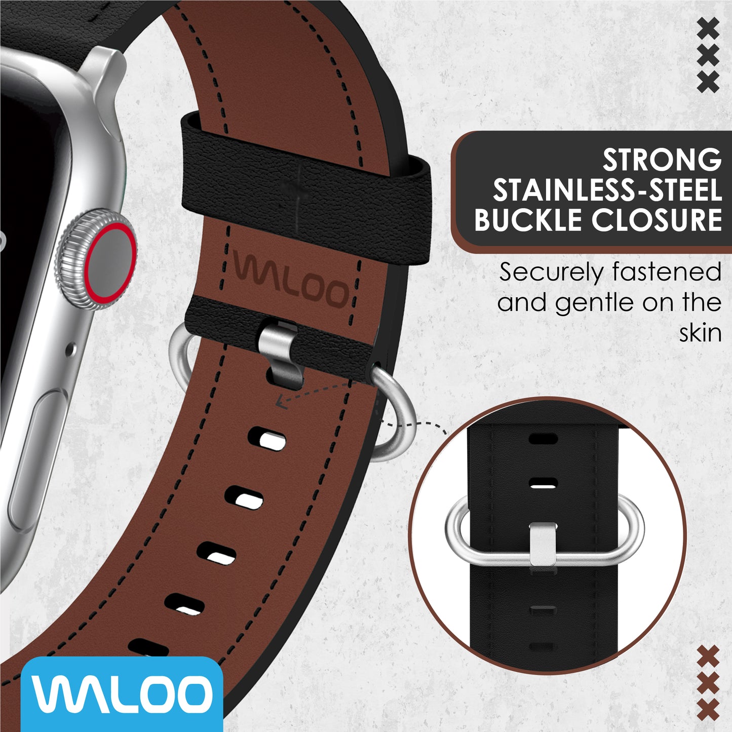 Waloo Classic Leather Band For Apple Watch